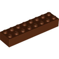 Lego kostka (kostička) 2x8, červeno hnědá (4222122, 4245291, 6037401, 6096701)
